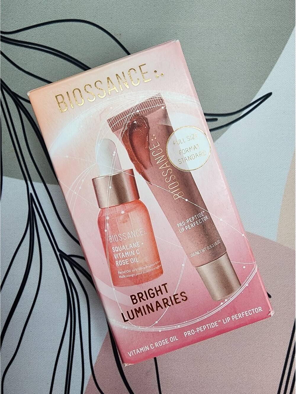 Biossance Bright Luminaries Squalane + Vitamin C Rose Oil & Pro-Peptide Lip Perf